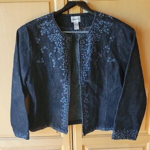Chico's Embroidered Jean Jacket